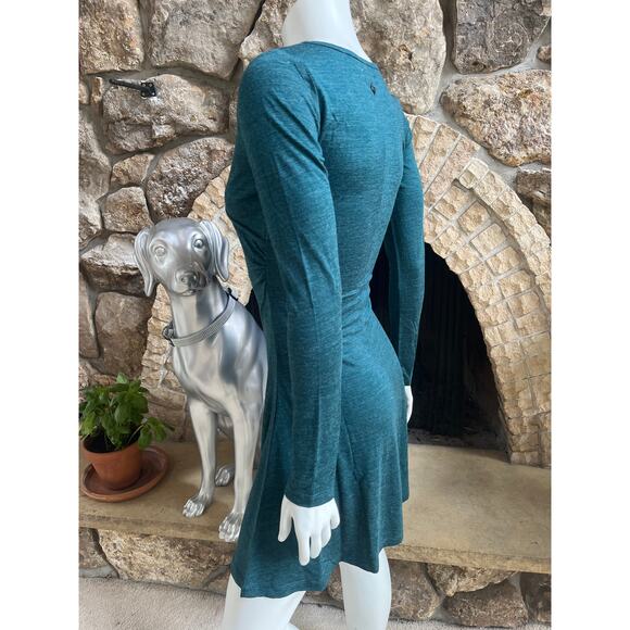 Prana Nadia Wool Blend Faux Wrap Long Sleeve Green Dress W3NALS314 Women Size S - Picture 3 of 8